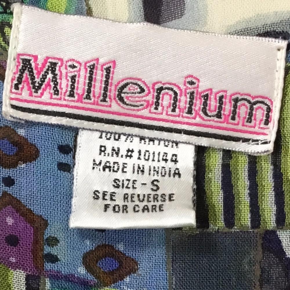 Millenium Sheer Patchwork Print Boho Festival Top - image 5